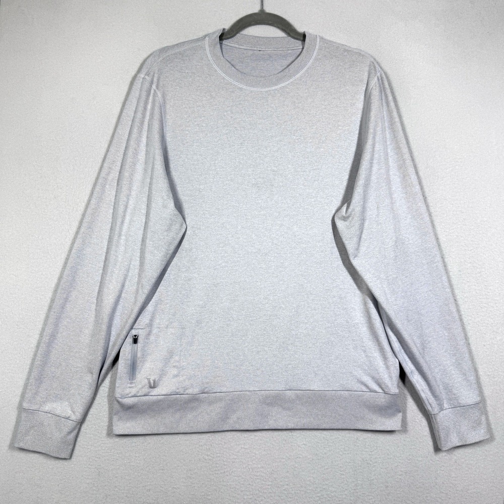 Vuori Shirt Men Large Ponto Performance Crew Pullover Platinum Heather Grey V224